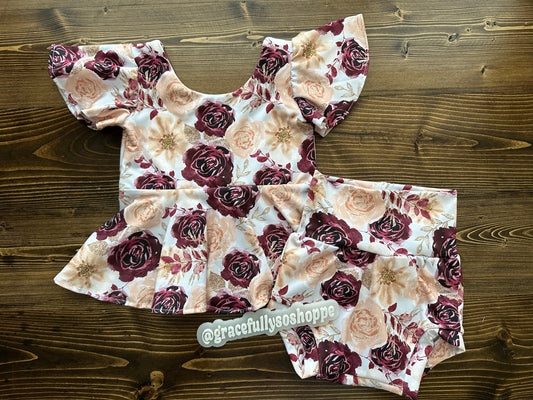 *little stretch* 18M Burgundy Peplum Set